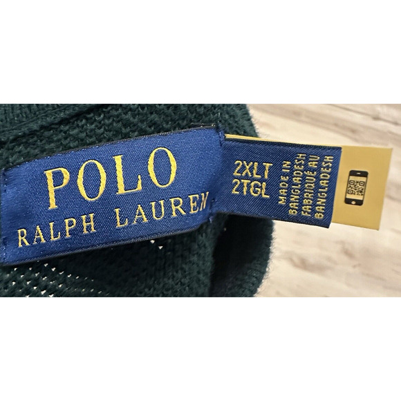 Polo by Ralph Lauren Men 2XLT Sweater 1/4 Zip Knit Long Sleeve Dark Green - Picture 5 of 9
